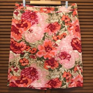 Talbots watercolor floral pencil skirt 16 pink